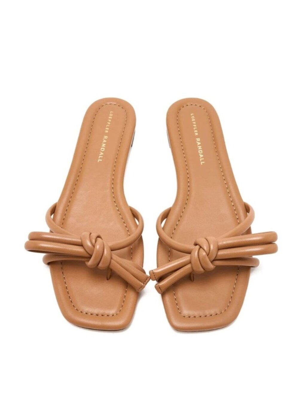 Loeffler Randall Hadley Leather Bow Sandals in Tan Sz 9.5